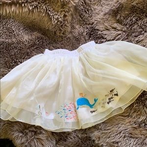 Fishing cat embroidered organza puffed skirt